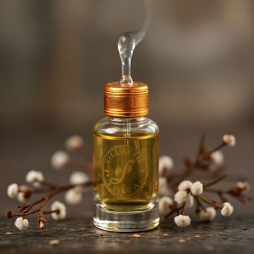 A natural perfume oil traditionally derived from  botanical sources and blended with sandalwood oil.