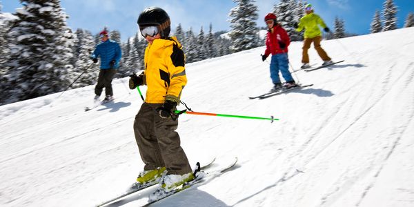 Family downhill skiing.