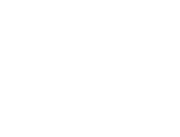 White text logo saying 'Hockey is Everyone's Game' with a hockey puck design.