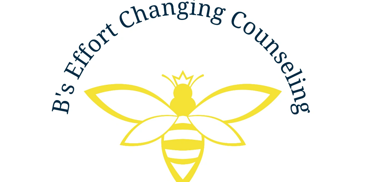 Logo of B's Effort Changing Counseling with a yellow bee and curved text.