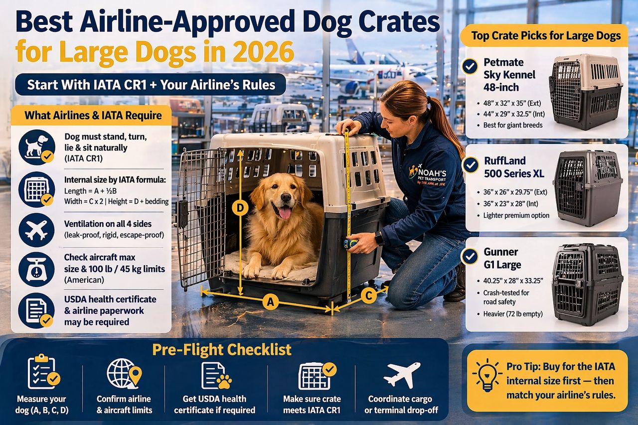 Airline-Approved Dog Crate for Large Dogs 2026