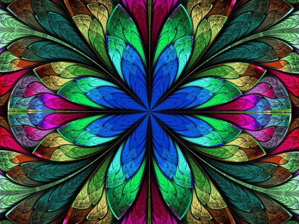 A floral-themed stained glass design