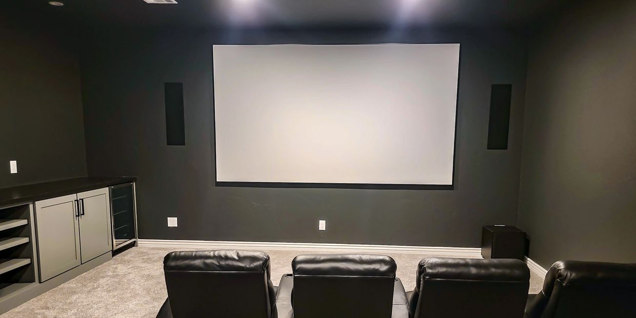 133" Screen Innovations Maestro acoustically transparent projection screen  with in-wall speakers