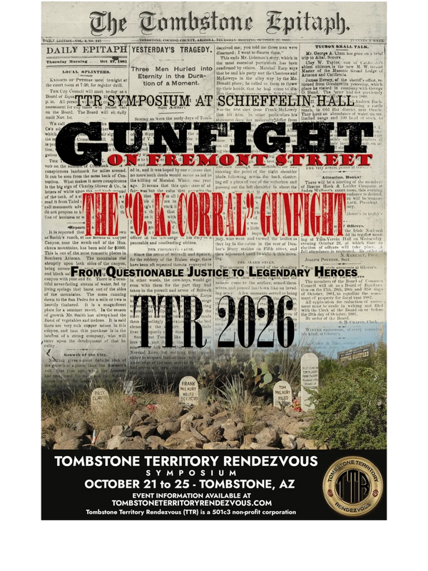 Poster for Gunfight on Fremont Street event at Tombstone Territory Rendezvous 2020.