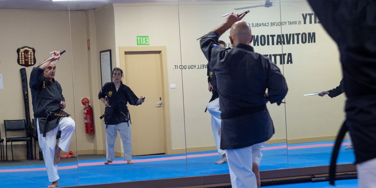 Sensei Dominic demonstrating his practice in Kobudo