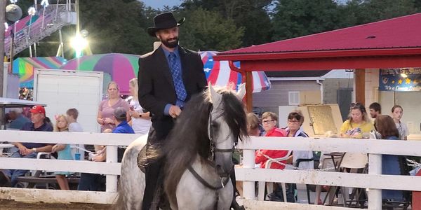 Horse riding and wagon competition at the horse fair.