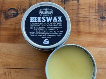 NZ Made Beewax food safe wood and leather conditioner hand made by Strongbarn Woodshop