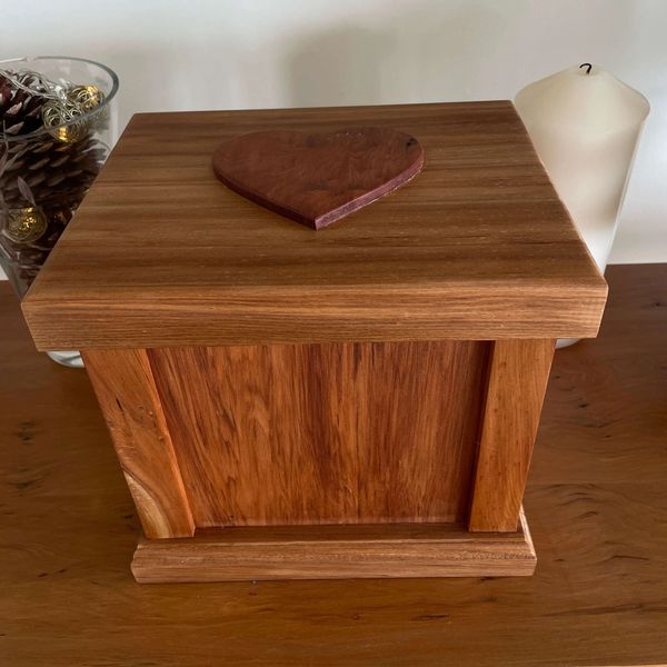 Pet memorial wooden scatter box for funeral ashes wooden furniture nz made by strongbarn woodshop