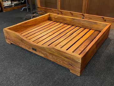 Wooden Dog bed Rimu reclaimed timber wooden furniture nz made by strongbarn woodshop