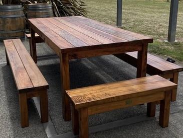 Rustic Wooden Outdoor Tables made in NZ from Macrocarpa Solid Wood by Strongbarn Woodshop