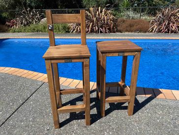 Macrocarpa bar stools outdoor furniture wooden furniture nz made by strongbarn woodshop