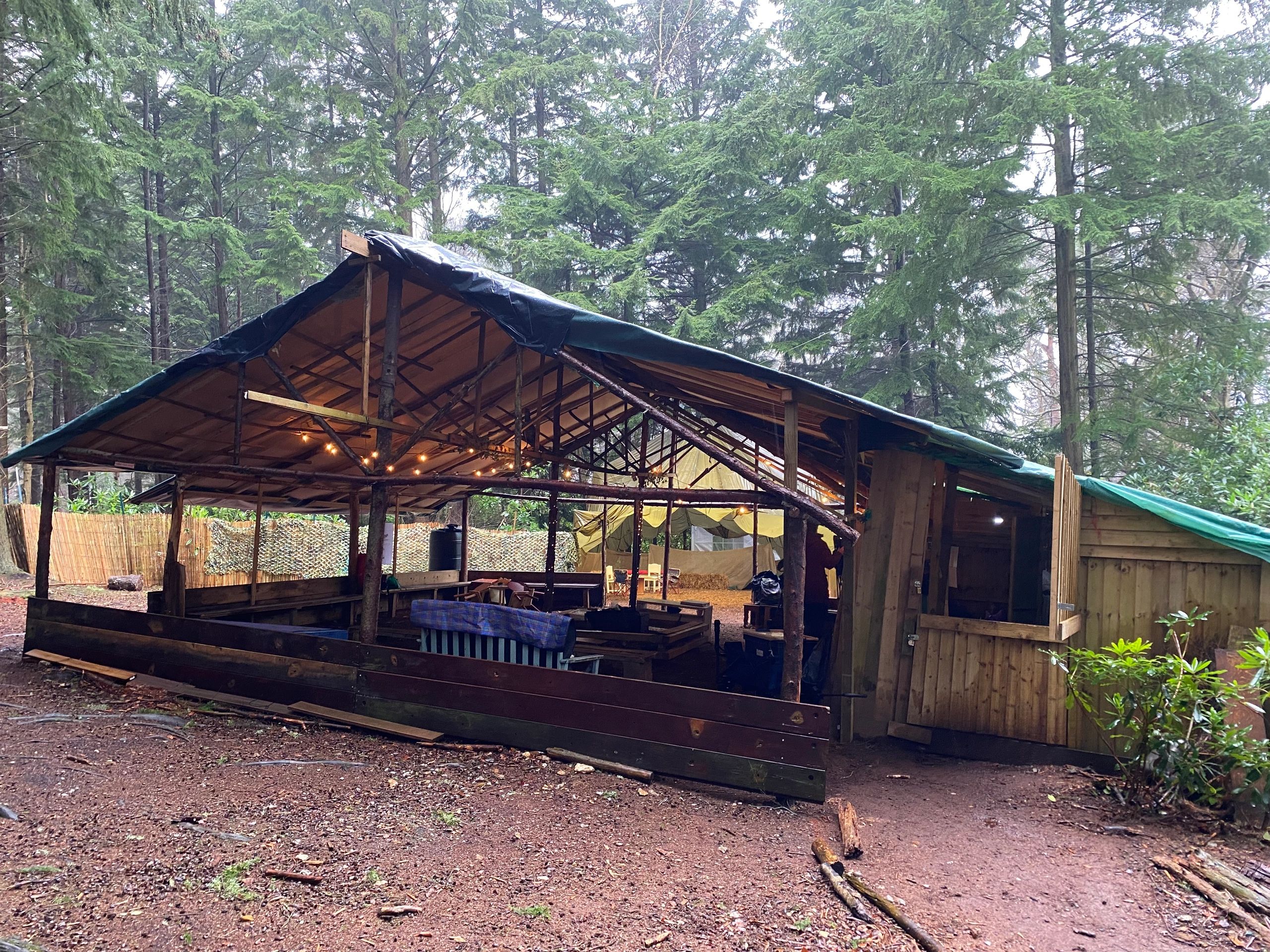 Forest school campfire shelter 