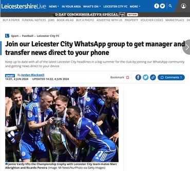 Publication of professional football photography from James Holyoak Photographer in Leicestershire