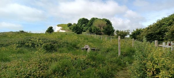 White cliffs of dover from Aycliffe towards Samphire Hoe.Saxon shore way.English Coastal Path.