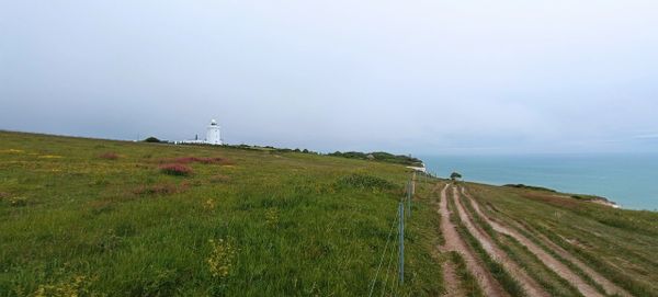 White cliffs of Dover.South Foreland Lighthousefrom dover.coastal path.saxon shore. dover-tours.com