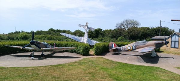 Battle of Britain Memorial.  Spitfire, huricane.  White cliffs of dover.  Saxon shore.England coast.