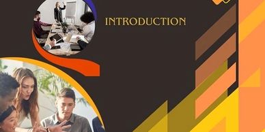 A slide titled 'Introduction' with images of people collaborating in meetings.