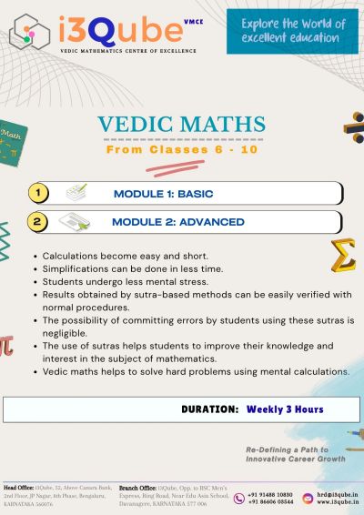 Vedic Maths course from classes 6-10 with basic and advanced modules.