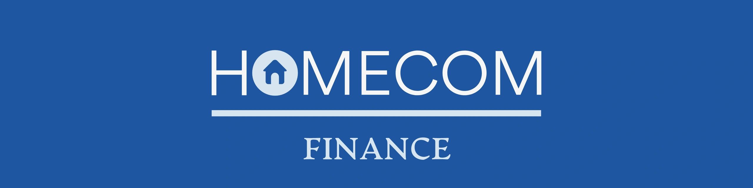 Homecom Finance logo with a blue background.