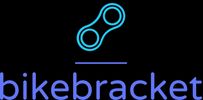 Logo with blue bike chain link and 'bikebracket' text.