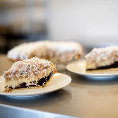 Dessert catering services pie with coconut on top