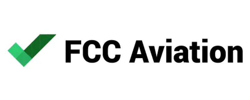 FCC Aviation logo with a green check mark and bold text.