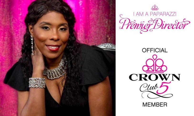 Woman proudly poses as Paparazzi Premier Director Crown Club 5 member.