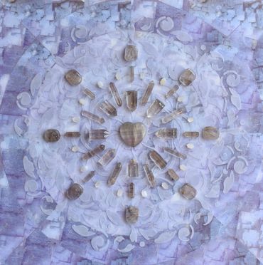 Crystal Grid Art - Crystals on Acrylic and Mixed Media on Wood Panel