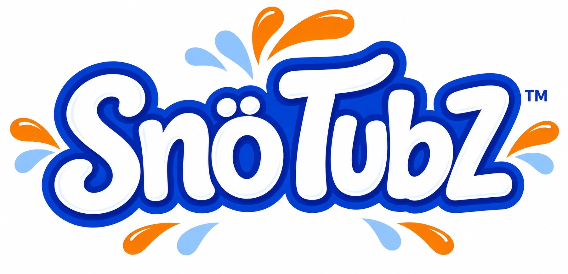 Colorful SnöTubz logo with water splashes.