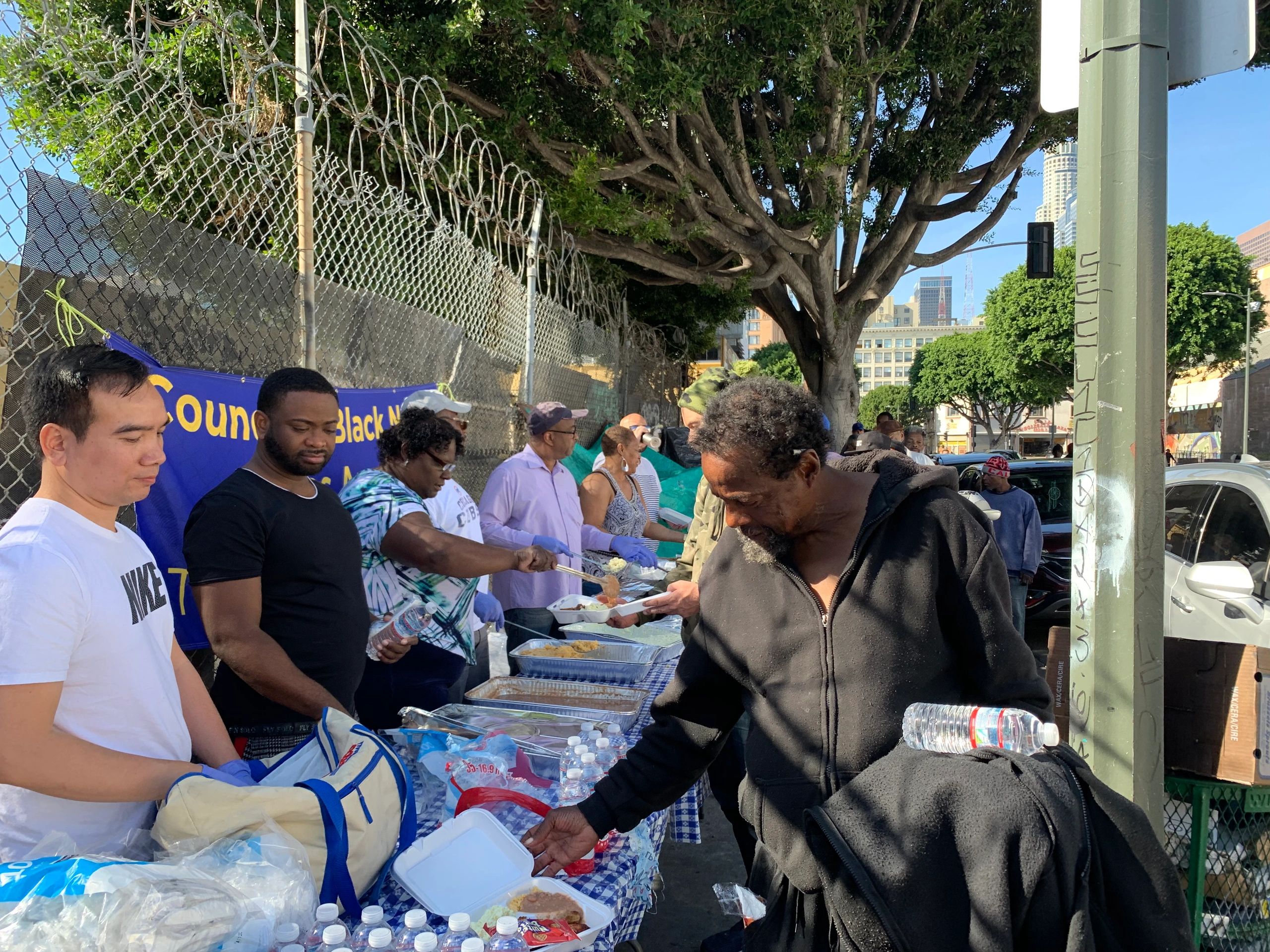 Serving our community a hot, delicious meal in downtown Los Angeles — one of our very first communit