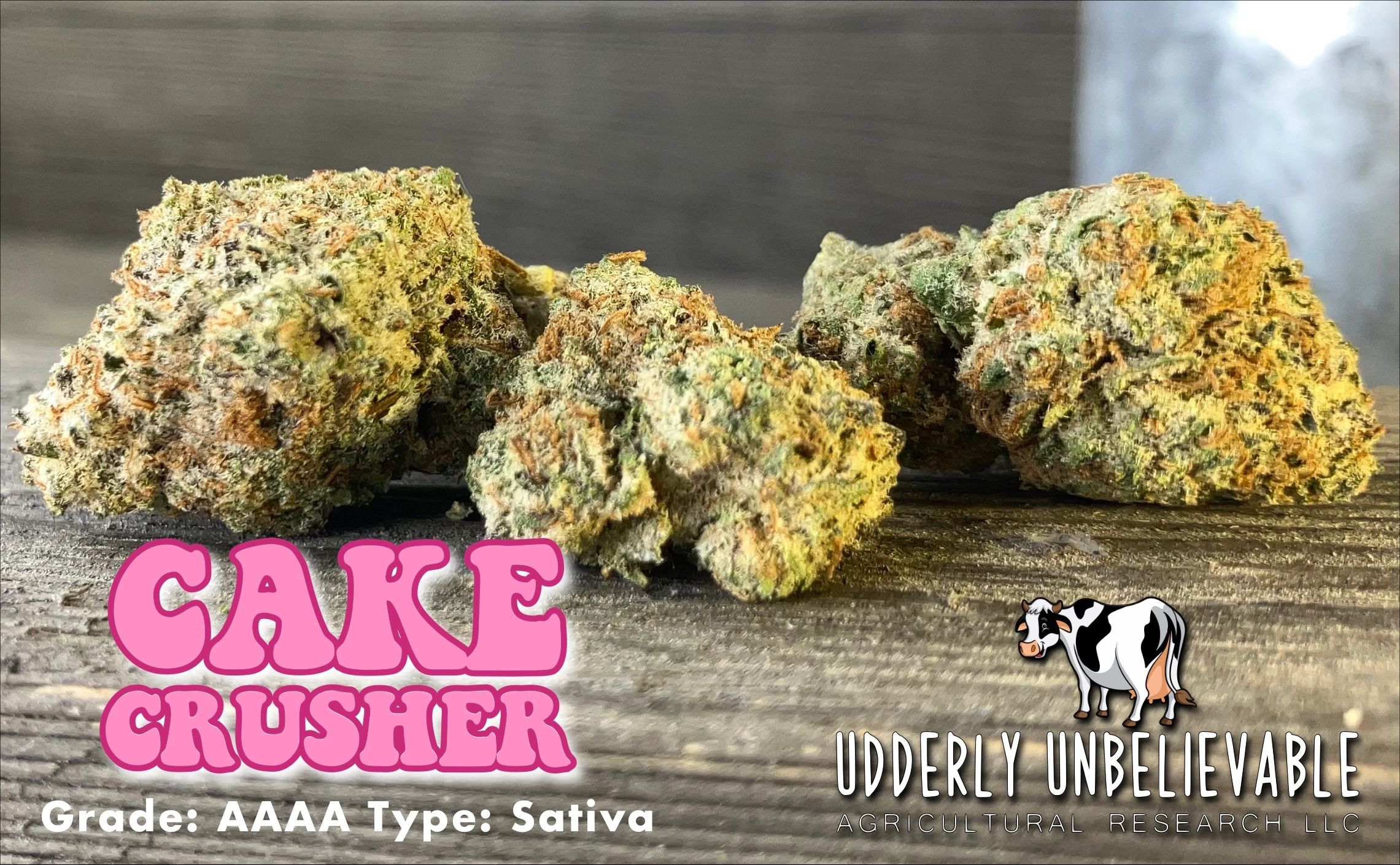 Close-up of Cake Crusher cannabis buds.