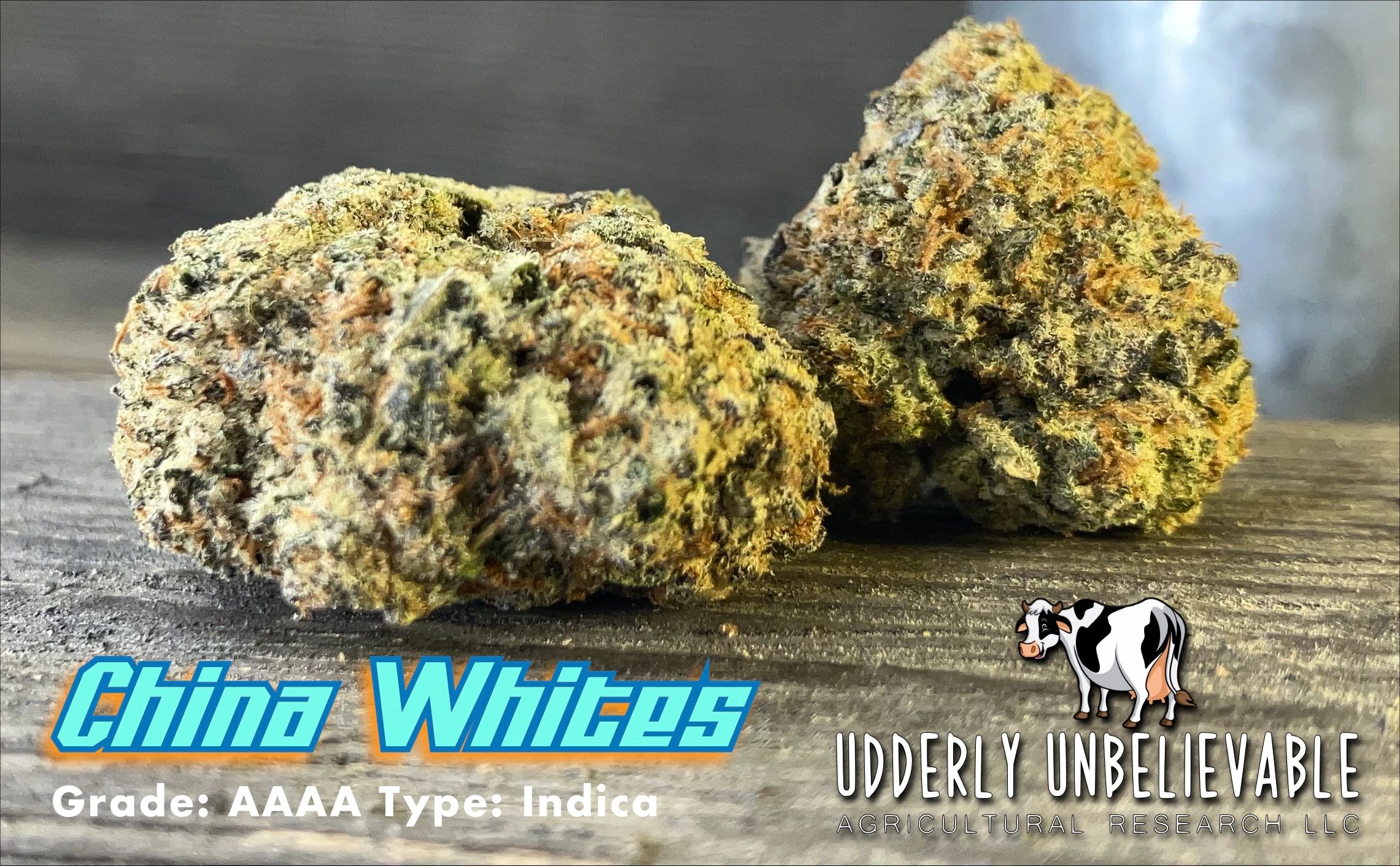 Close-up of China Whites indica cannabis buds.
