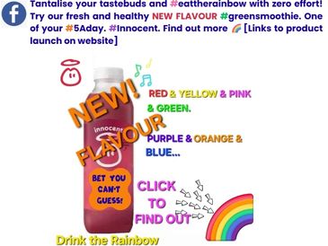 Victoria Johns sample launch copy using innocent smoothie.