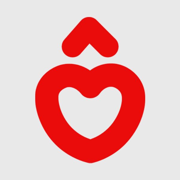 Love Unheard's logo which is a dirty white background with a red heart and a red marcato on top