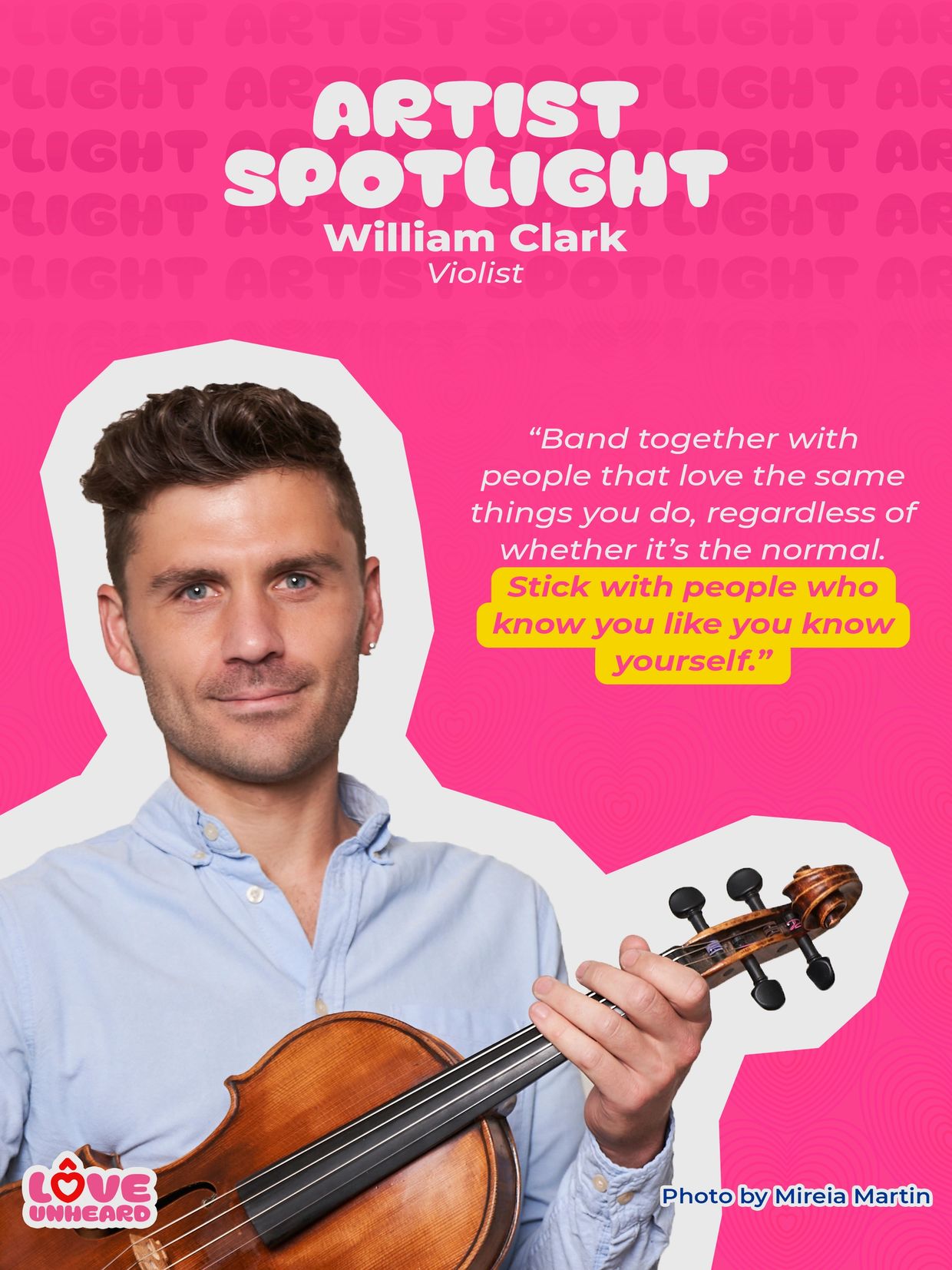 Graphic Image of William Clark, Love Unheard's Violist.