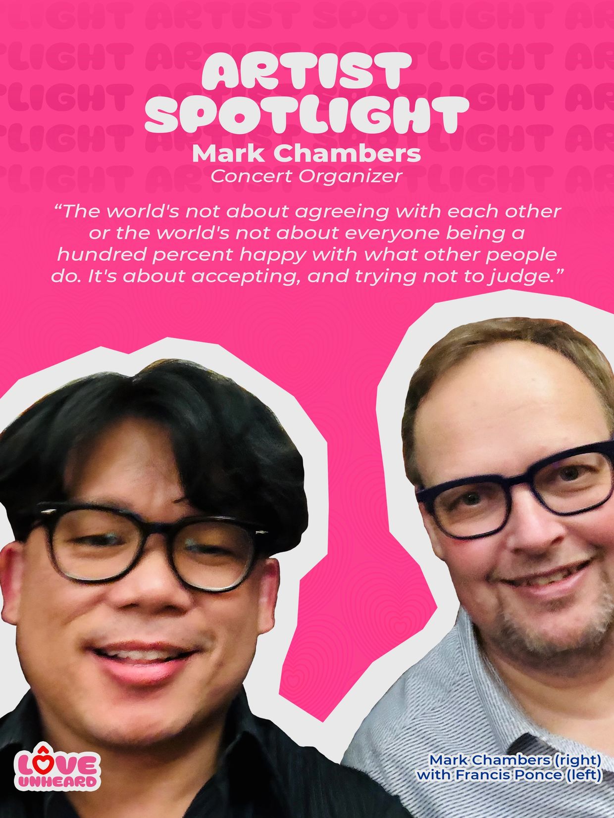 Graphic Image of Mark Chambers and Francis Ponce, founders of Love Unheard.
