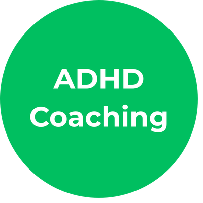 Green circle with 'ADHD Coaching' text.