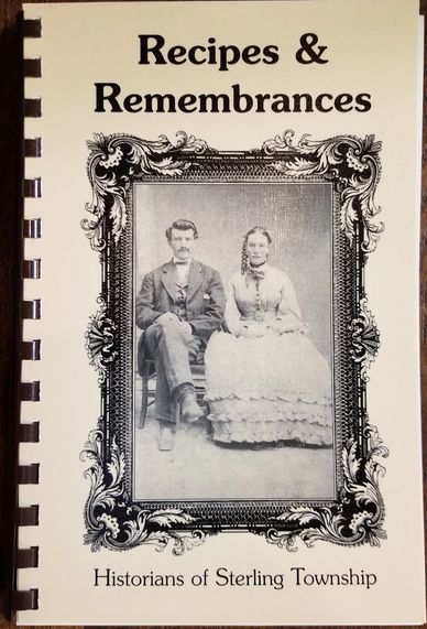 Cover of a historical book titled 'Recipes &amp; Remembrances' with a vintage photo of a couple.