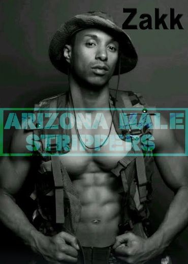 Arizona Male Strippers gallery of the men. Name Zakk, black male wearing army vest and hat. 