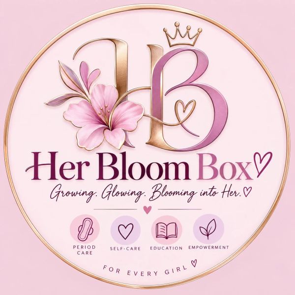 Her Bloom Box logo with floral design and empowerment themes.