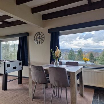 The view of the Lake District and Lake Windermere from the 2 bed apartment at Bowness in Windermere.