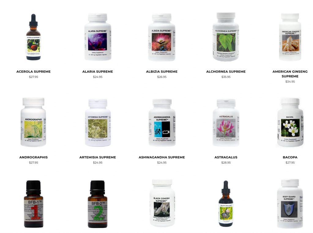 Various bottles of herbal supplements 