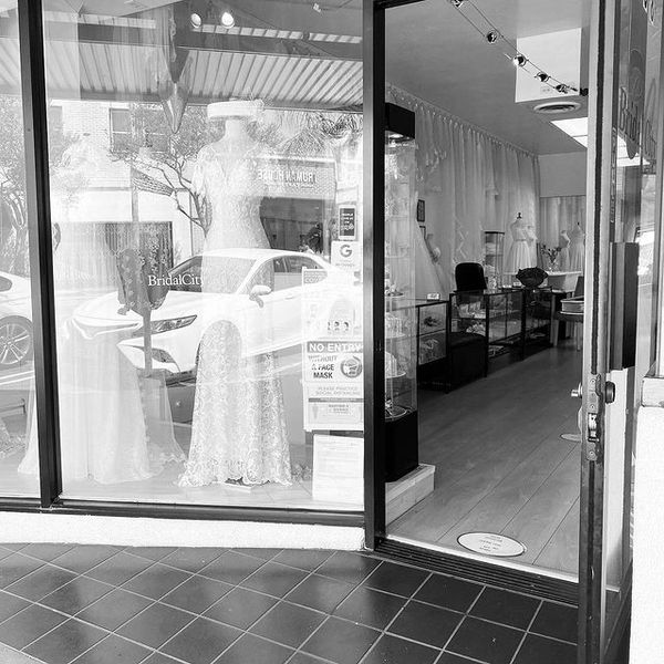 The welcoming storefront of Bridal City in San Fernando, California, invites brides into a family-ow