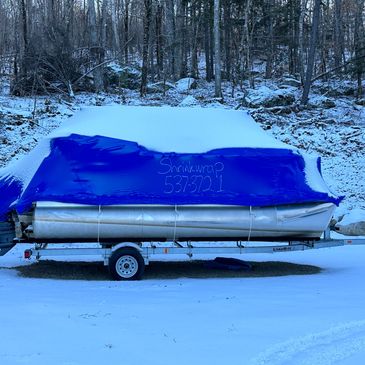 Boat shrink-wrapped.