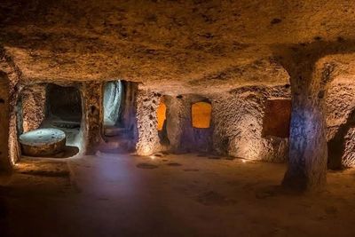 Ancient underground city of Cappadocia featuring rock-cut tunnels, historic chambers, and unique,