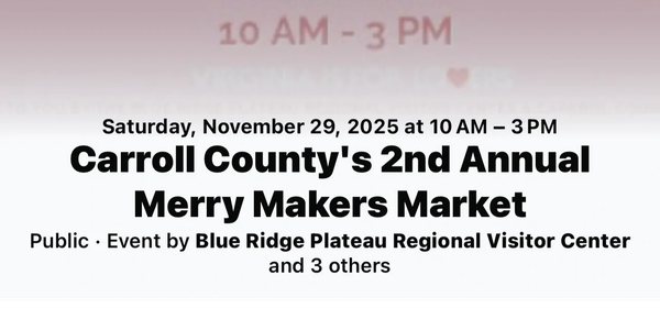 Announcement for Carroll County's 2nd Annual Merry Makers Market on Nov 29, 2025.