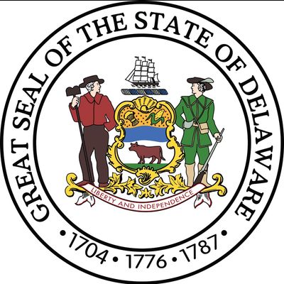 The official Great Seal of the State of Delaware.