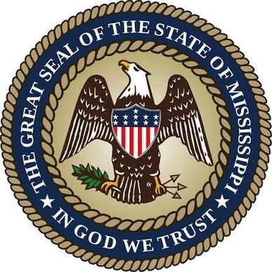 Great Seal of the State of Mississippi with eagle and shield.