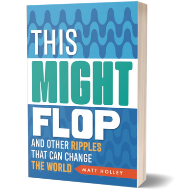 Book titled 'This Might Flop' by Matt Holley with a blue wavy design.