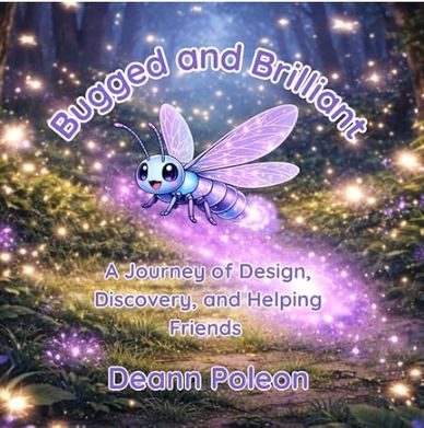 Book cover with a glowing fairy insect in a magical forest.